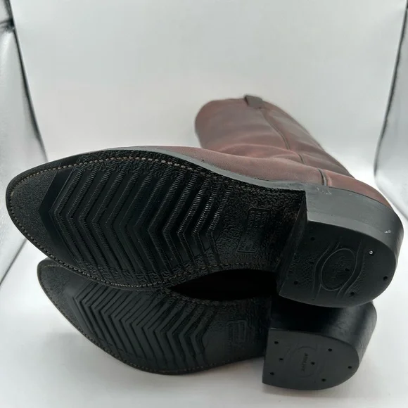 Vintage Men’s Panhandle Slim Brown Leather Cowboy Western Rancher Pull On Boots - Picture 10 of 14